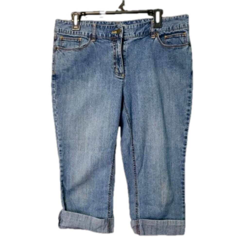 Ladies Villager Faded Distressed Jean Capri Cropped Cuffed Liz Claiborne Size 12